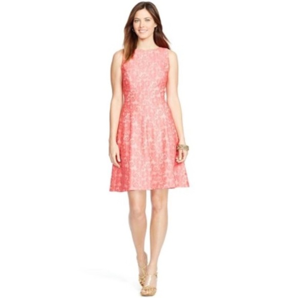 American Living Pink Lace Fit & Flare Dress - Picture 2 of 16
